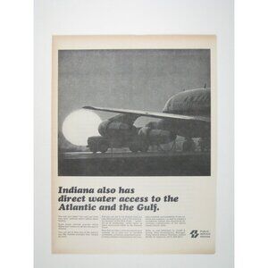 Vintage 1970s Indiana Water Access Airline Advertising Print 1960s Vintage Ad